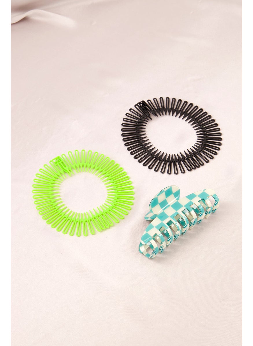 Orly Fashion Accessories Women 3 Pieces Hair Clip And Headband Set, Green  - Image 2