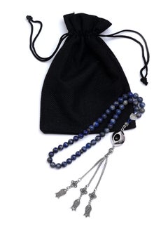Subhati Prayer Beads ( Misbah ) with metal Parts and Lapis Stone | 8 MM Beads - 45 Pcs  - Image 3