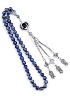 Subhati Prayer Beads ( Misbah ) with metal Parts and Lapis Stone | 8 MM Beads - 45 Pcs  - Image 2
