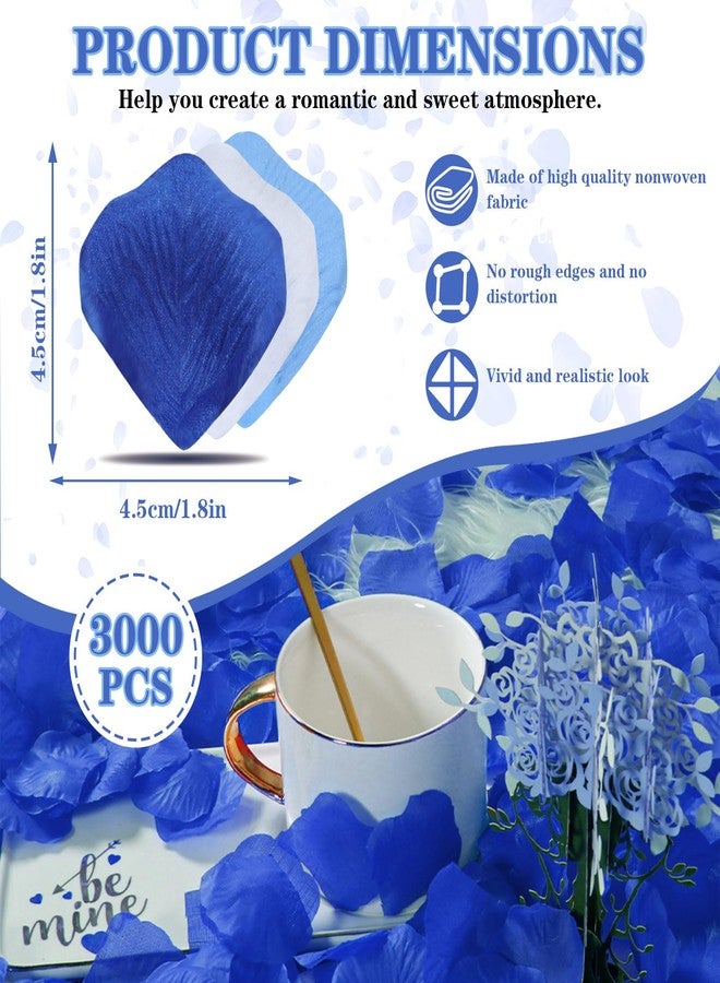 Realand 3000pcs Fake Rose Petals, Artificial Flower Petals for Romantic Night, Valentine's Day, Flower Girl Basket, Proposal, Wedding Decorations, Dark Blue+Light Blue+White - Image 2