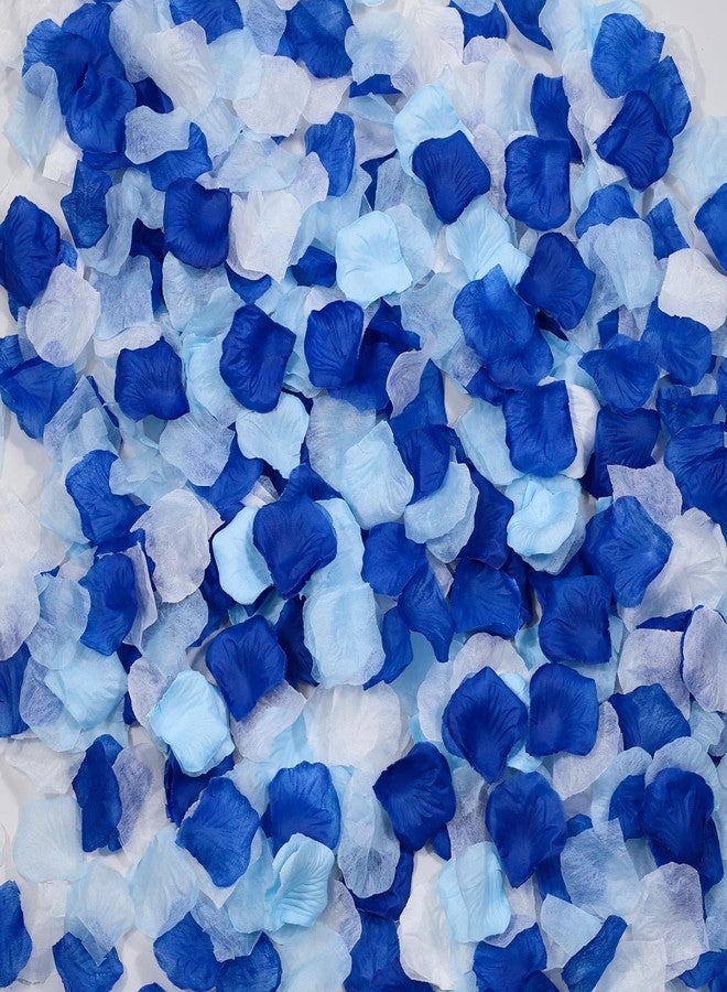 Realand 3000pcs Fake Rose Petals, Artificial Flower Petals for Romantic Night, Valentine's Day, Flower Girl Basket, Proposal, Wedding Decorations, Dark Blue+Light Blue+White - Image 1