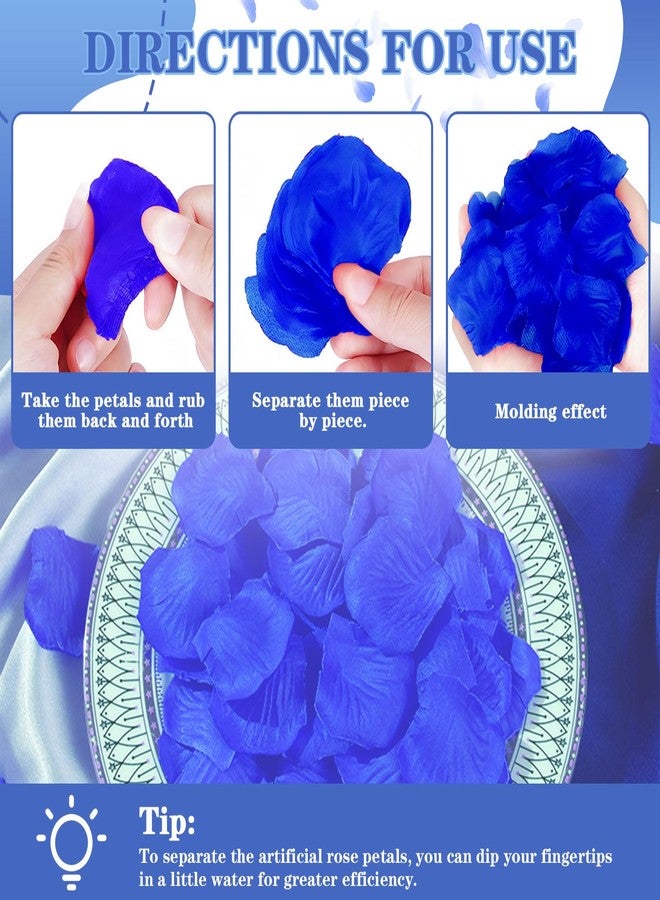 Realand 3000pcs Fake Rose Petals, Artificial Flower Petals for Romantic Night, Valentine's Day, Flower Girl Basket, Proposal, Wedding Decorations, Dark Blue+Light Blue+White - Image 4