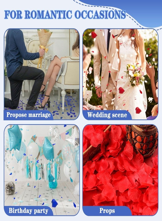 Realand 3000pcs Fake Rose Petals, Artificial Flower Petals for Romantic Night, Valentine's Day, Flower Girl Basket, Proposal, Wedding Decorations, Dark Blue+Light Blue+White - Image 5
