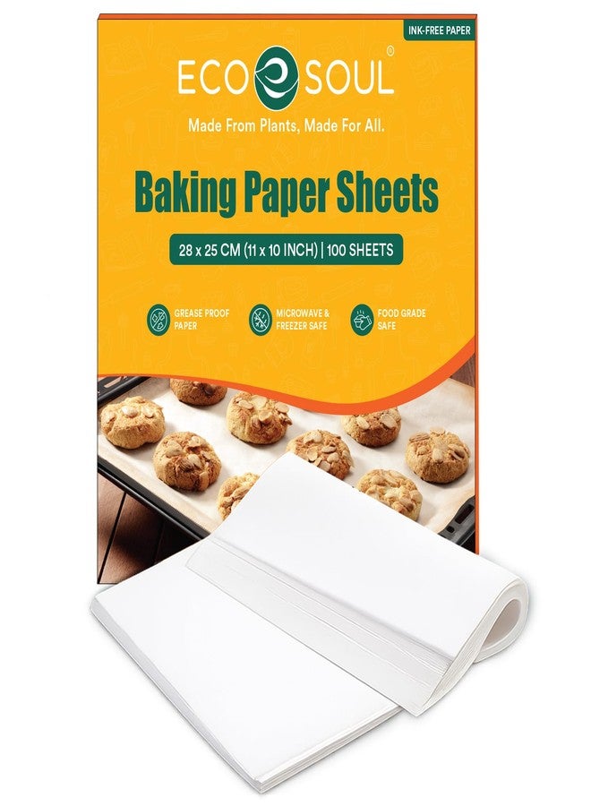 ECO SOUL EcoSoul | Baking Paper Sheets | 11 inch × 10 inch - 100 Sheets – Pack of 1 | Eco-Friendly Butter Paper for Baking | Parchment Paper for Baking | Non-Stick, Heat-Resistant | Baking, Roasting - Image 1