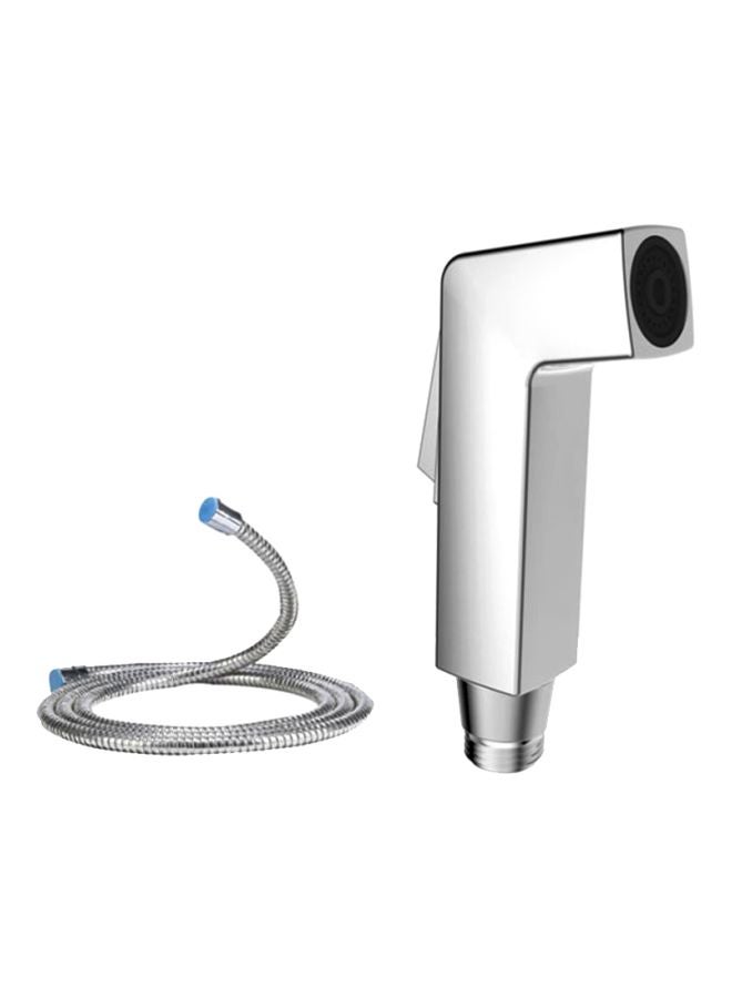 GEEPAS Shattaf Set| Soft Spray, Non-Stop Water Jet With Easy Push Mechanism, Switch Tested Up to 30000 Times| High-Quality ABS Material And High Grade Chrome, 1/2" Standard Connector| For Bathroom Use Silver - Image 1