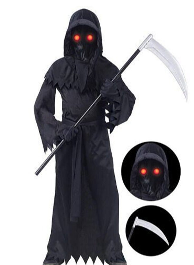 JCB CHIC Halloween costume for kids adult,Grim Reaper Costume Cosplay Kit,Halloween Masquerade Costume,Cape,Gloves,Face Cover,Glasses,Halloween Cosplay Scary Dressup Halloween Horror Costume(XL) - Image 2