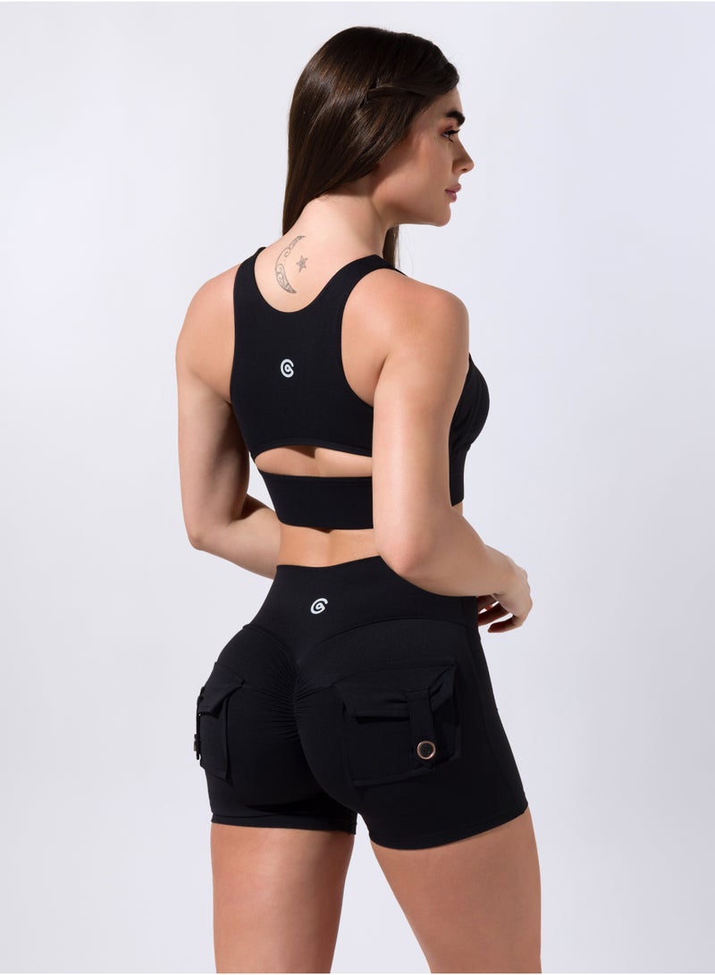 Pocket Scrunch Shorts  - Black - Image 5