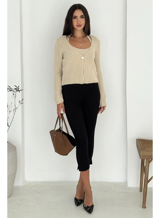 Noa Noa Women's Knitted Crop Top & Cardigan Set – Soft & Minimal Style