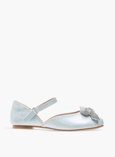 Little Missy Girls Embellished Bow Ballerina Shoes With Hook And Loop Closure Ramadan Collection