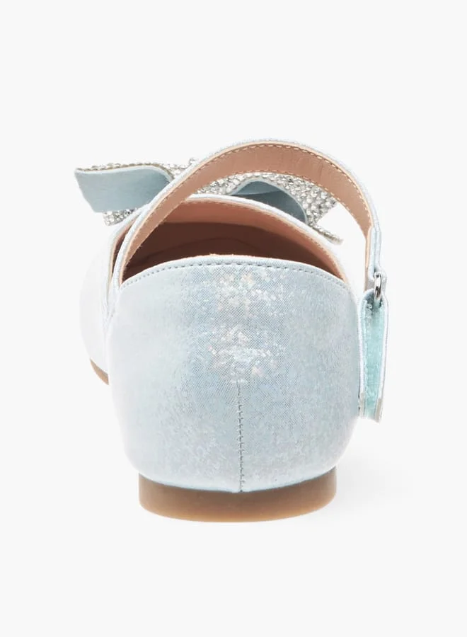 Little Missy Girls Embellished Bow Ballerina Shoes With Hook And Loop Closure Ramadan Collection
