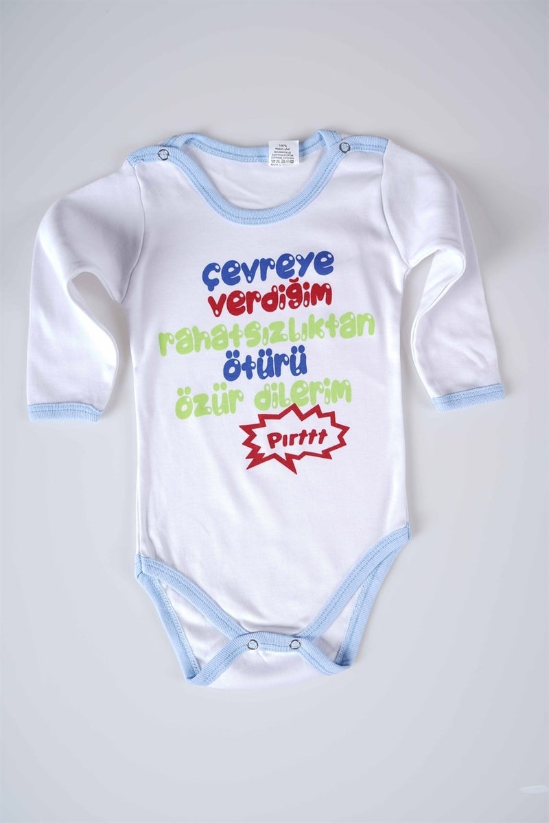 Miniko Kids New Season Environmentally Friendly Written Baby Child Long Sleeve Cotton Bodysuit - Image 1