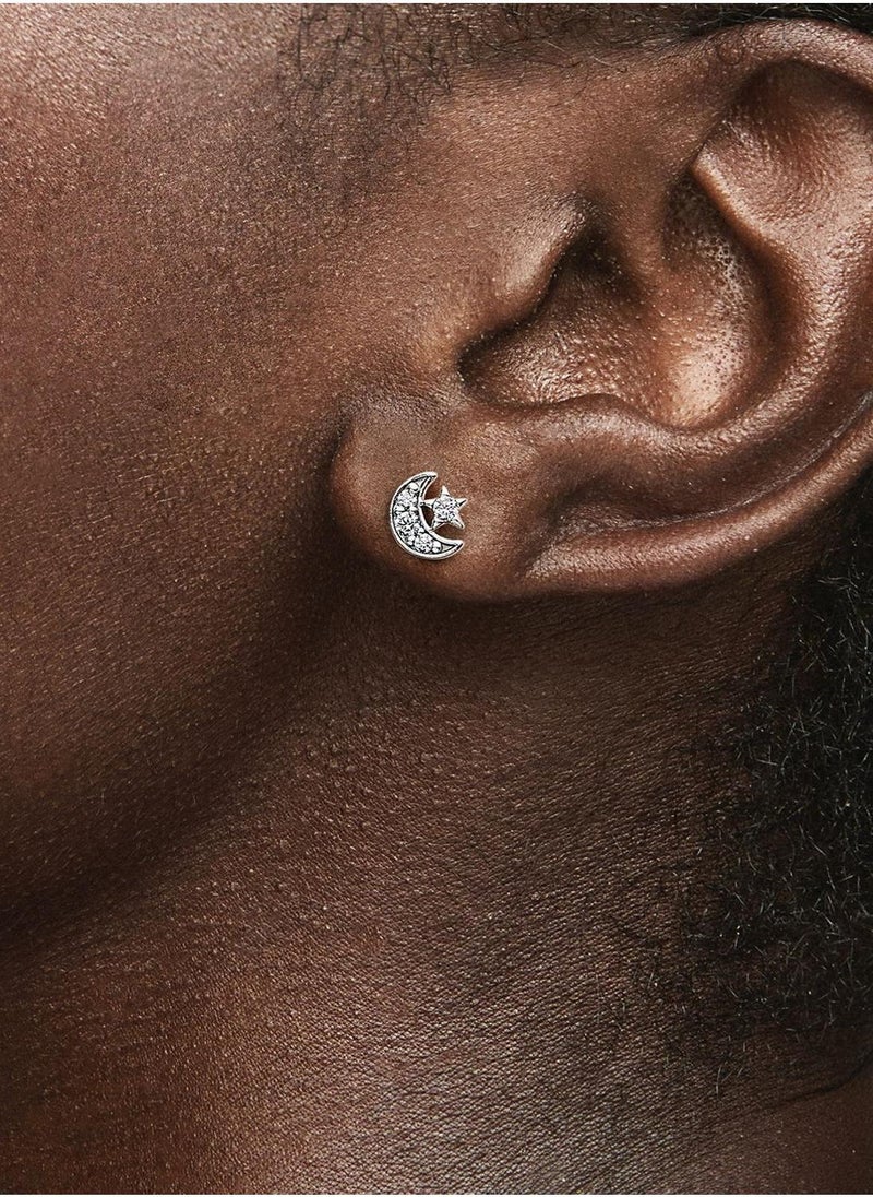 PANDORA Sparkling Moon and Star Stud Earrings - Image 2