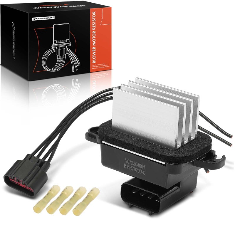 A-Premium APremium HVAC Blower Motor Resistor with Wire Harness Kit Compatible with Infiniti Nissan Suzuki Vehicles QX56 Armada Frontier Pathfinder Quest TITAN Xterra Equator Front Side