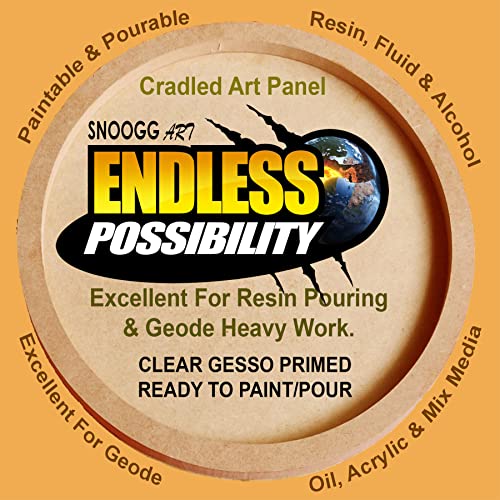 SNOOGG Artist Depth Wooden Circle Cradled Panel for Painting, Resin Pouring Painting Mixed-Media Craft, Acrylic, Oil, Encaustic 30CM Pack of 3 - Image 5