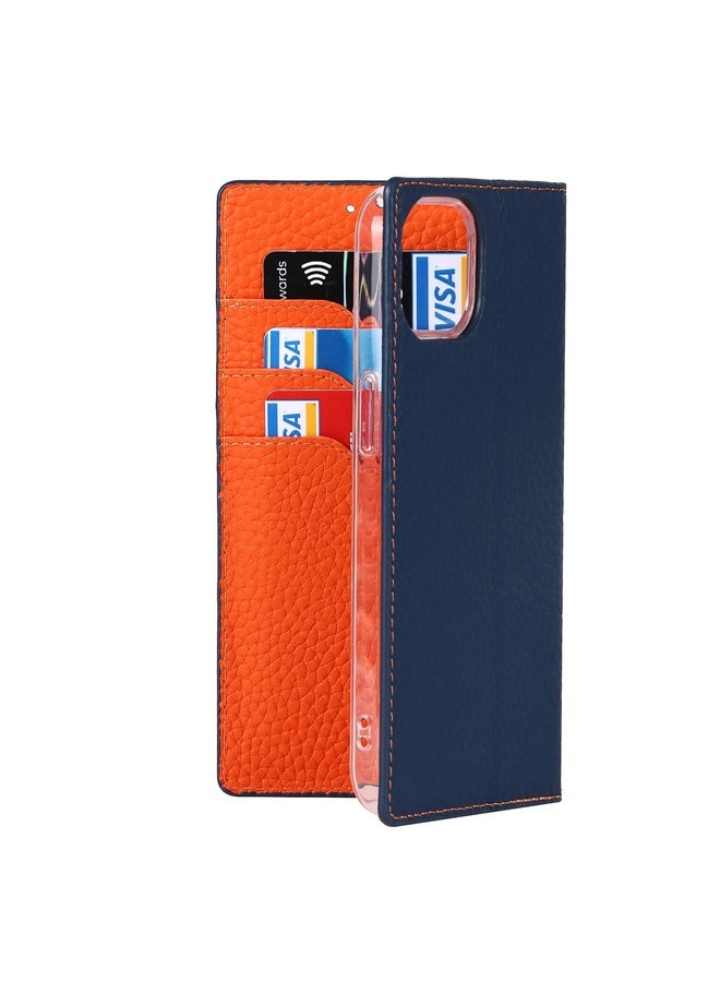 Case Cover For iPhone 13 Litchi Texture Genuine Leather Phone Case With Lanyard & Holder & Card Slots & Wallet(Dark Blue)