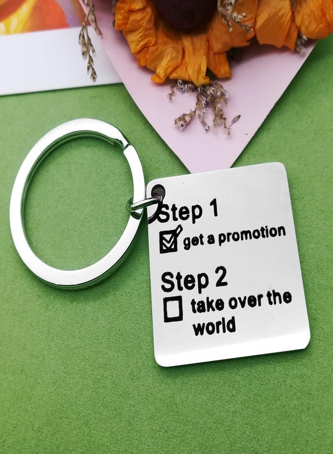 Baipilu Inspirational Gifts Graduation Keychain Step 1 Get a Promotion Step 2 Take Over the World Adventure Keychains for Friend Colleague Graduates Birthday - Image 2