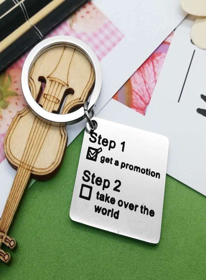 Baipilu Inspirational Gifts Graduation Keychain Step 1 Get a Promotion Step 2 Take Over the World Adventure Keychains for Friend Colleague Graduates Birthday - Image 3