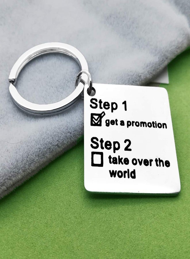 Baipilu Inspirational Gifts Graduation Keychain Step 1 Get a Promotion Step 2 Take Over the World Adventure Keychains for Friend Colleague Graduates Birthday - Image 5