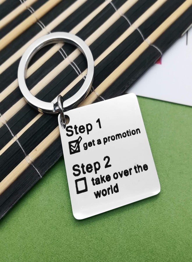 Baipilu Inspirational Gifts Graduation Keychain Step 1 Get a Promotion Step 2 Take Over the World Adventure Keychains for Friend Colleague Graduates Birthday - Image 4