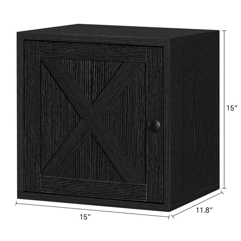 FUSUNBAO Magic DIY Cube Storage Organizer Stackable Cubes for Home Books Clothes Toy-Modular Cubby Storage System-Office Cubical-Bookcase Closet (Black, Door Cube) - Image 2