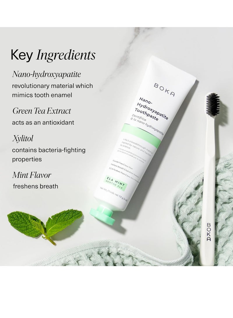 Boka Natural Toothpaste, Fluoride Free - Ela Mint, 4oz, Pack of 1 - Made in USA - Remineralizing, Sensitive Teeth, & Whitening - SLS Free - Dentist Recommended for Adult, Kids Oral Care - Image 5