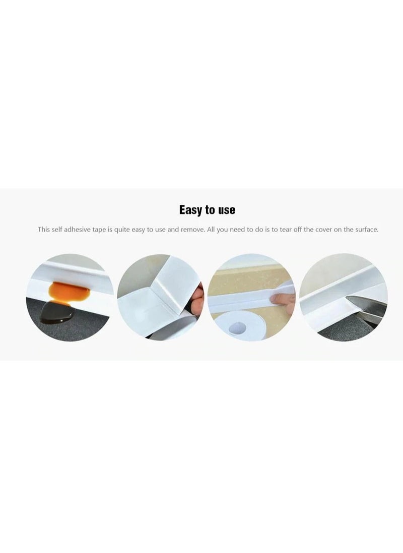 bullga - Sealant Tape, Self Adhesive, Multi-Purpose Kitchen Bathroom Toilet Corner Waterproof Sealant Tape Gray - Image 1