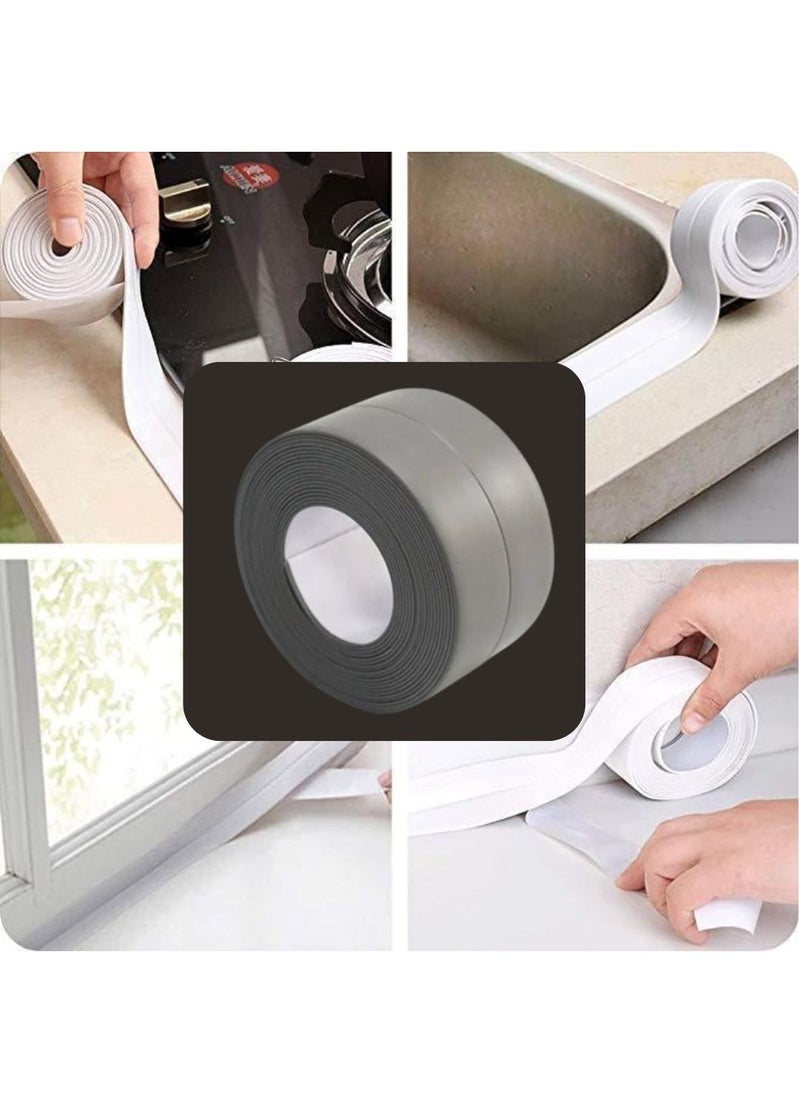 bullga - Sealant Tape, Self Adhesive, Multi-Purpose Kitchen Bathroom Toilet Corner Waterproof Sealant Tape Gray - Image 1