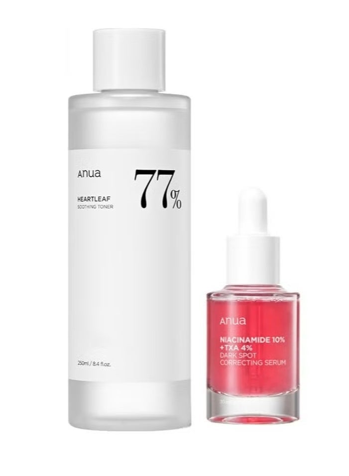 Anua Wonder Heartleaf 77% Soothing Toner 250ML + 10% Niacinamide + 4% Tranexamic Acid Serum 30ML - Image 1