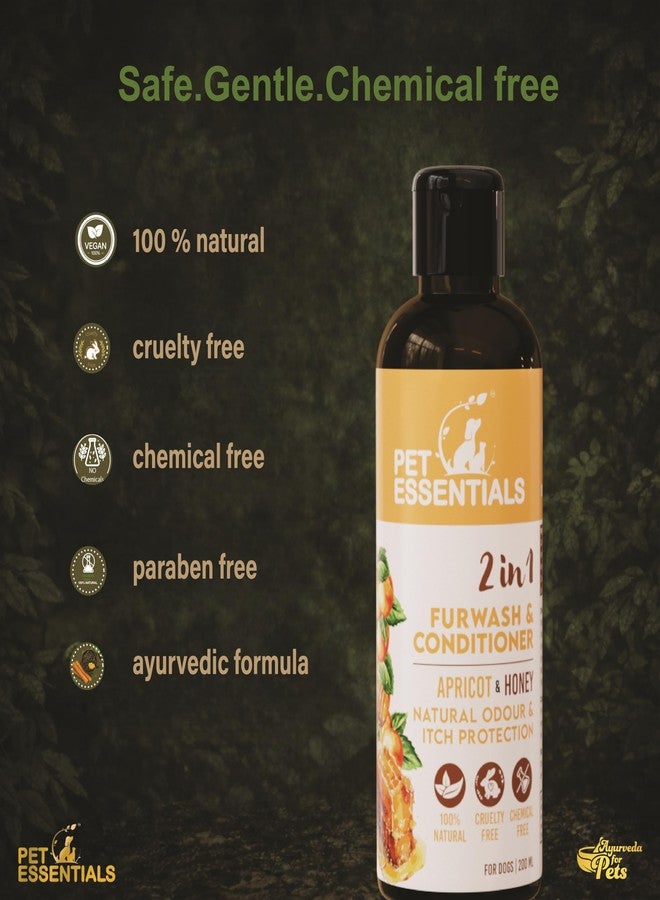 Pet Essentials 2 in 1 Dog Shampoo & Conditioner - Apricot & Raw Honey Natural Furwash for Odour Control & Itch Relief (200ml) | Ayurvedic & Chemical-Free | Cruelty-Free | Suitable for All Breeds - Image 5