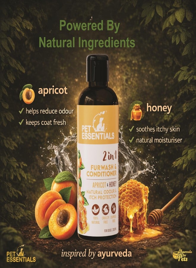 Pet Essentials 2 in 1 Dog Shampoo & Conditioner - Apricot & Raw Honey Natural Furwash for Odour Control & Itch Relief (200ml) | Ayurvedic & Chemical-Free | Cruelty-Free | Suitable for All Breeds - Image 3