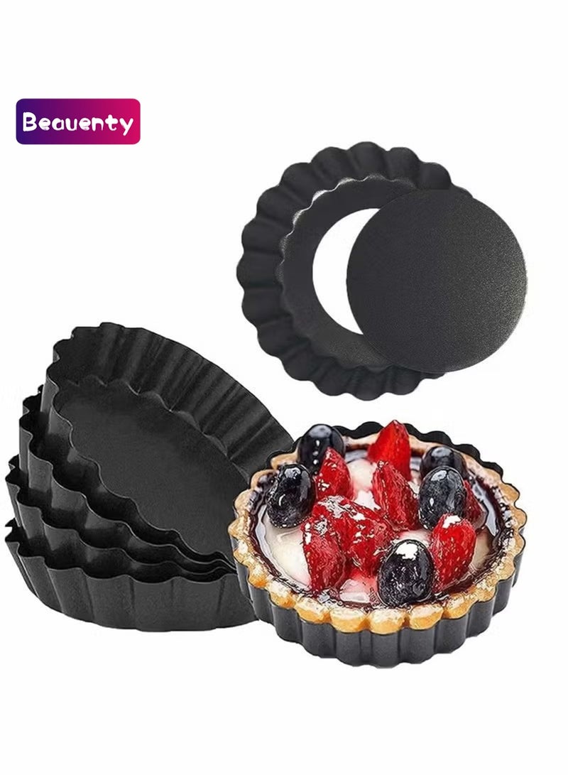 Beauenty Mini Tart Pans with Removable Bottom Round Nonstick Quiche Pan Heavy Duty Fluted Side for Pies Mousse Cakes Dessert Baking 4 Inch 6pcs - Image 1