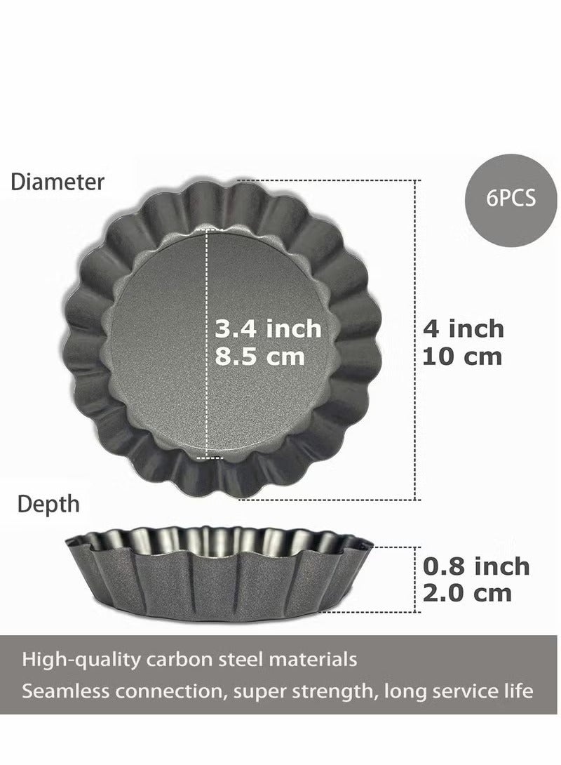 Beauenty Mini Tart Pans with Removable Bottom Round Nonstick Quiche Pan Heavy Duty Fluted Side for Pies Mousse Cakes Dessert Baking 4 Inch 6pcs - Image 5