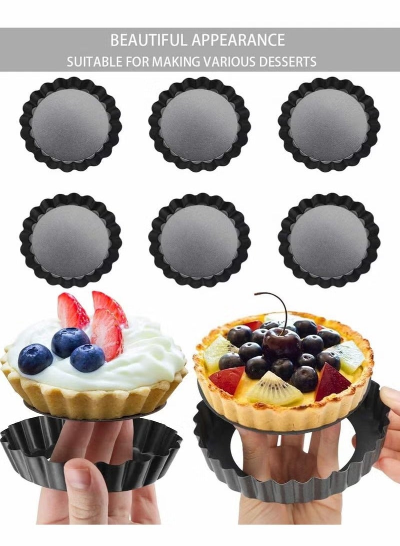 Beauenty Mini Tart Pans with Removable Bottom Round Nonstick Quiche Pan Heavy Duty Fluted Side for Pies Mousse Cakes Dessert Baking 4 Inch 6pcs - Image 3