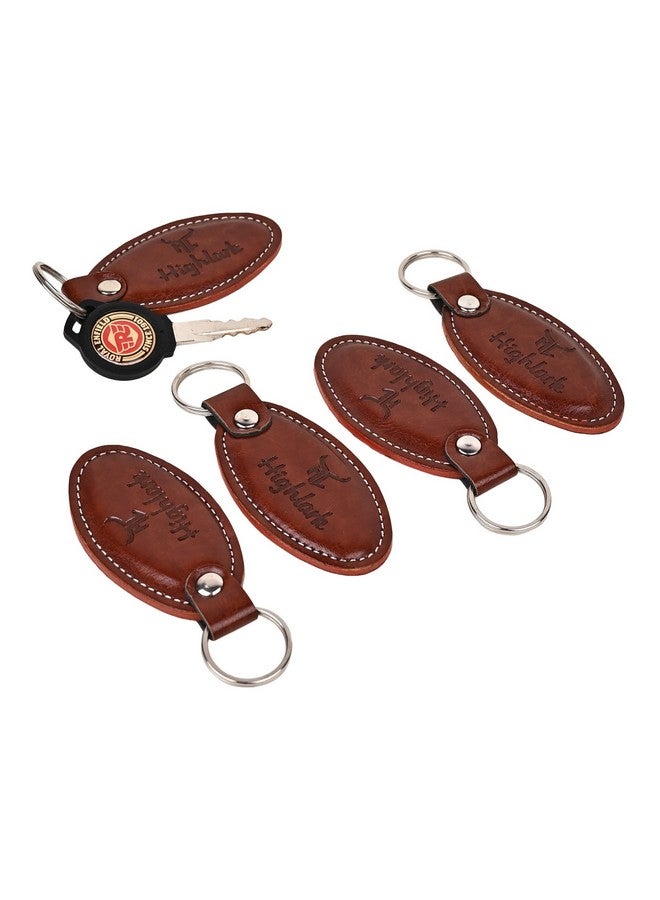 Highlark Leather Keyring & Keychain | Uses for Home, Office, Car & Bike | Ideal for Gifting | Durable and Stylish Key Holder | Heavy Duty Leather Keychain For Men & Women (Set of 5) - Image 2