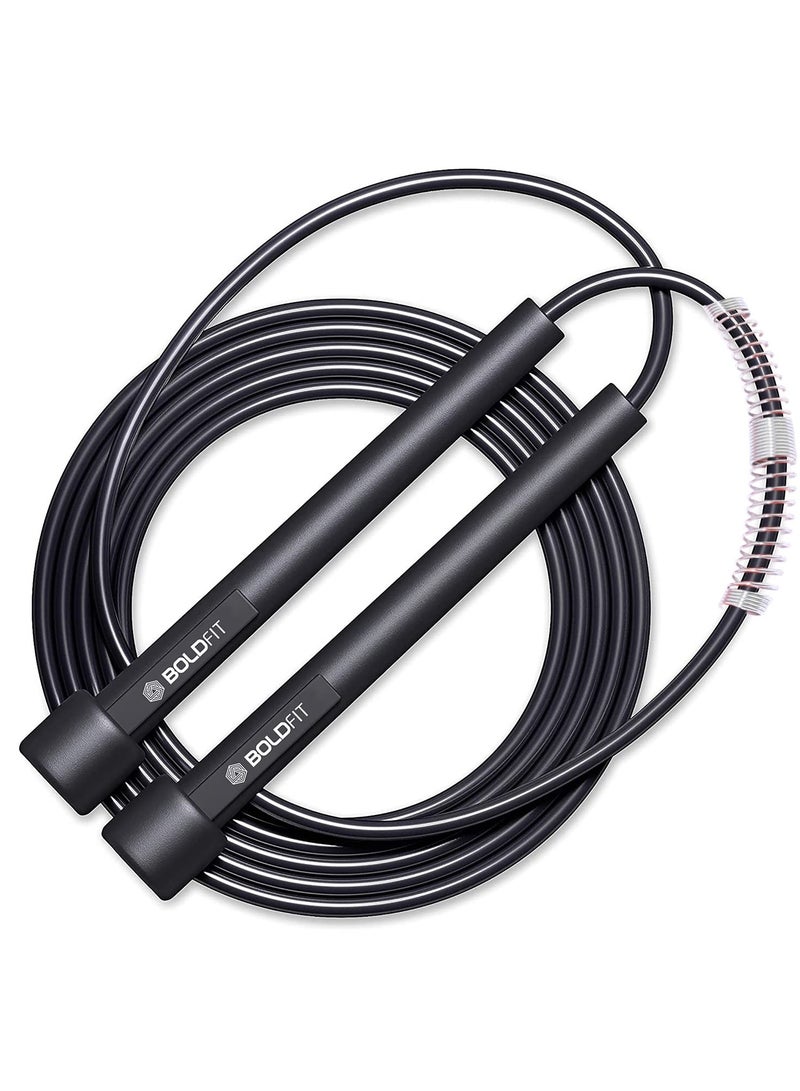 BOLDFIT Boldfit Skipping Rope for Men and Women Jumping Rope With Adjustable Height Speed Skipping Rope for Kids, Women, Girls Rassi Jumping Men for Exercise, Gym, Sports Fitness - Black, Polyvinyl Chlorine  - Image 1