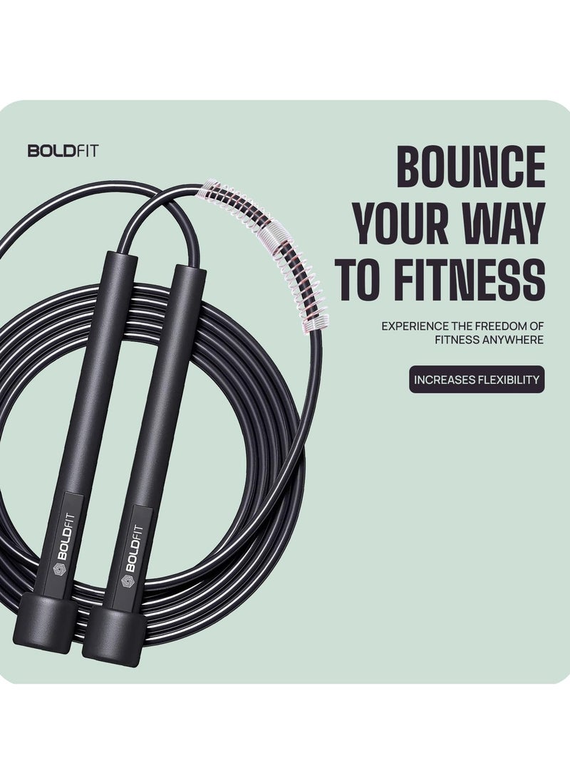 BOLDFIT Boldfit Skipping Rope for Men and Women Jumping Rope With Adjustable Height Speed Skipping Rope for Kids, Women, Girls Rassi Jumping Men for Exercise, Gym, Sports Fitness - Black, Polyvinyl Chlorine  - Image 2