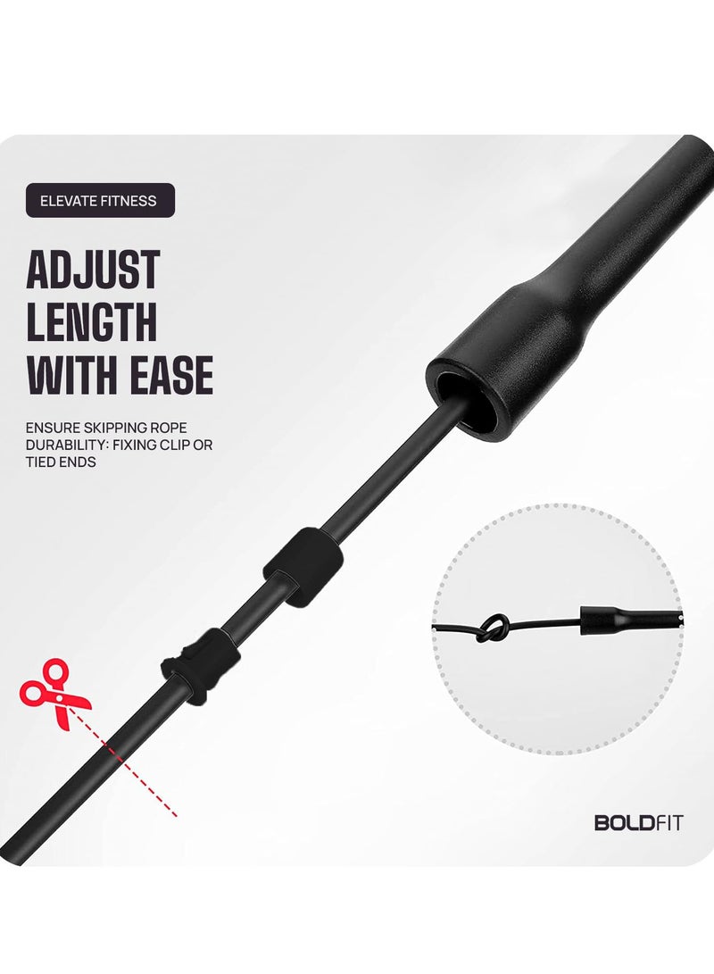 BOLDFIT Boldfit Skipping Rope for Men and Women Jumping Rope With Adjustable Height Speed Skipping Rope for Kids, Women, Girls Rassi Jumping Men for Exercise, Gym, Sports Fitness - Black, Polyvinyl Chlorine  - Image 3