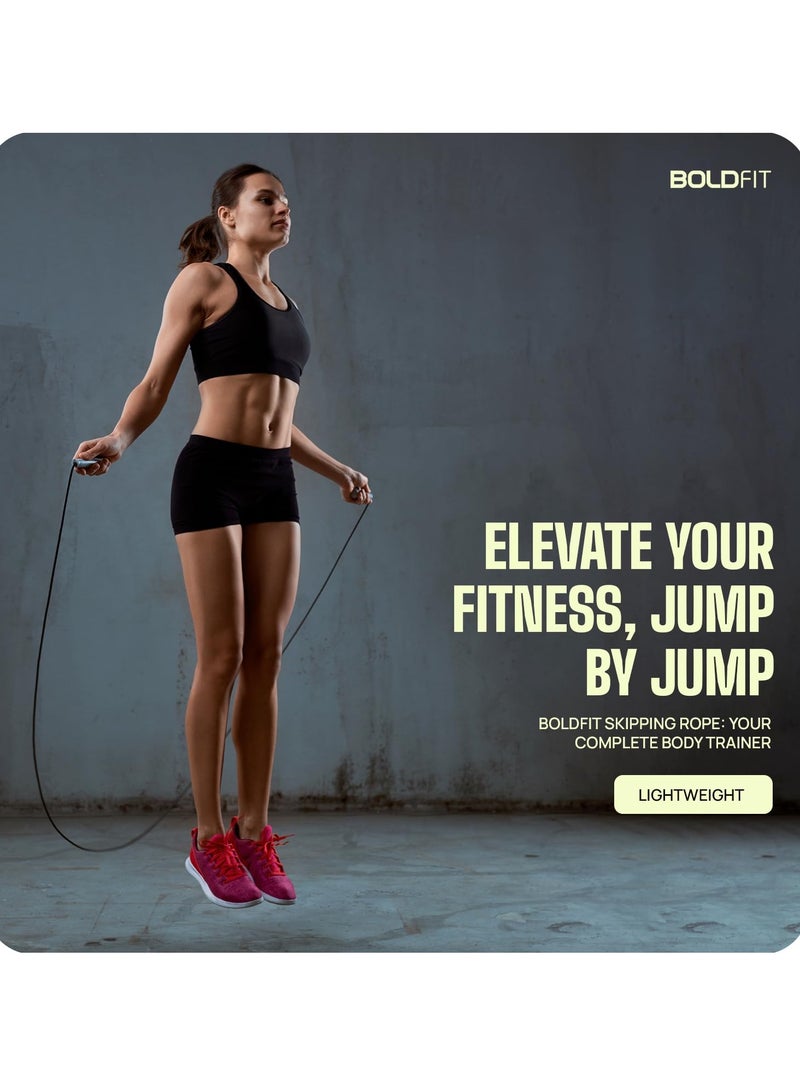 BOLDFIT Boldfit Skipping Rope for Men and Women Jumping Rope With Adjustable Height Speed Skipping Rope for Kids, Women, Girls Rassi Jumping Men for Exercise, Gym, Sports Fitness - Black, Polyvinyl Chlorine  - Image 5