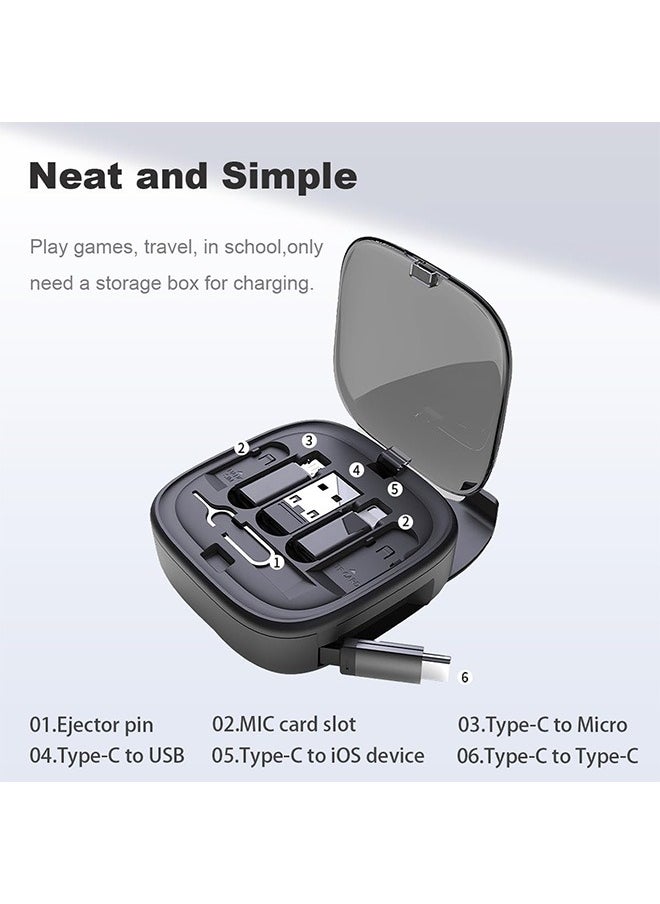 Data Charging Cable Converter Kit, Multi-type Adapter Kit, with Storage Box (Black)