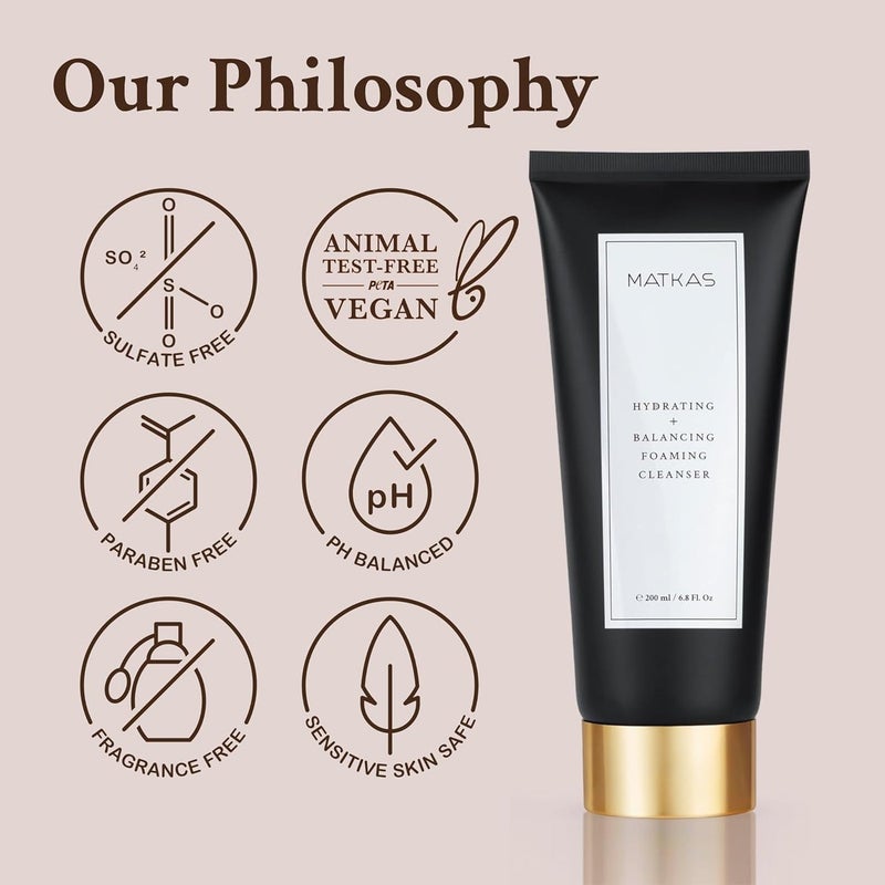 MATKAS Korean Facial Cleanser with Cocoa Seed Extract 6 Fl. Oz. - Hydrating Foaming Gel - 6 Ceramides, 6 Types of Hyaluronic Acid, Gentle Deep Cleansing Korean Face Wash, Moisturizing Face Cleanser - Image 5