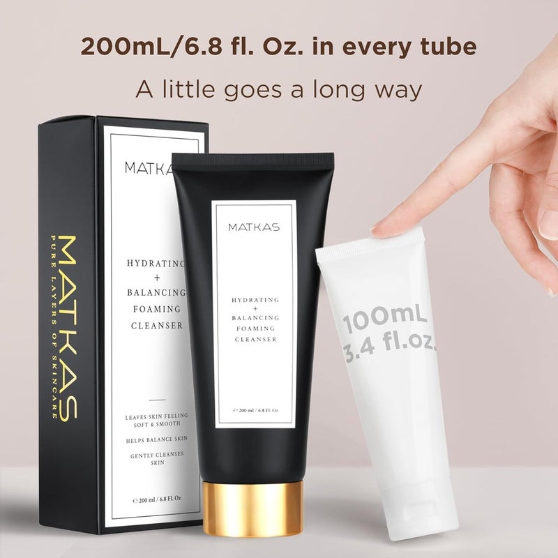 MATKAS Korean Facial Cleanser with Cocoa Seed Extract 6 Fl. Oz. - Hydrating Foaming Gel - 6 Ceramides, 6 Types of Hyaluronic Acid, Gentle Deep Cleansing Korean Face Wash, Moisturizing Face Cleanser - Image 3