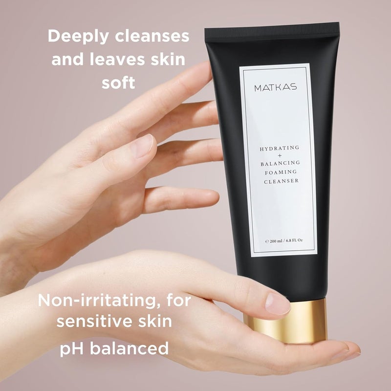 MATKAS Korean Facial Cleanser with Cocoa Seed Extract 6 Fl. Oz. - Hydrating Foaming Gel - 6 Ceramides, 6 Types of Hyaluronic Acid, Gentle Deep Cleansing Korean Face Wash, Moisturizing Face Cleanser - Image 2