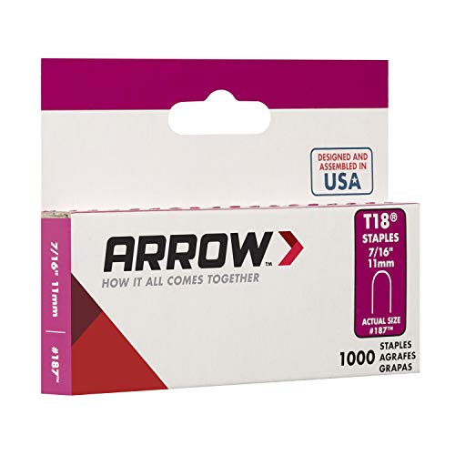 Arrow Fastener دبابيس أرو 187 الأصلية T18، طول الساق 7/16 بوصة، حجم التاج 3/16 بوصة، عبوة 1,000، رمادي - Image 3