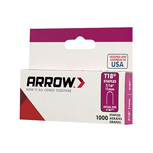 Arrow Fastener دبابيس أرو 187 الأصلية T18، طول الساق 7/16 بوصة، حجم التاج 3/16 بوصة، عبوة 1,000، رمادي - Image 2