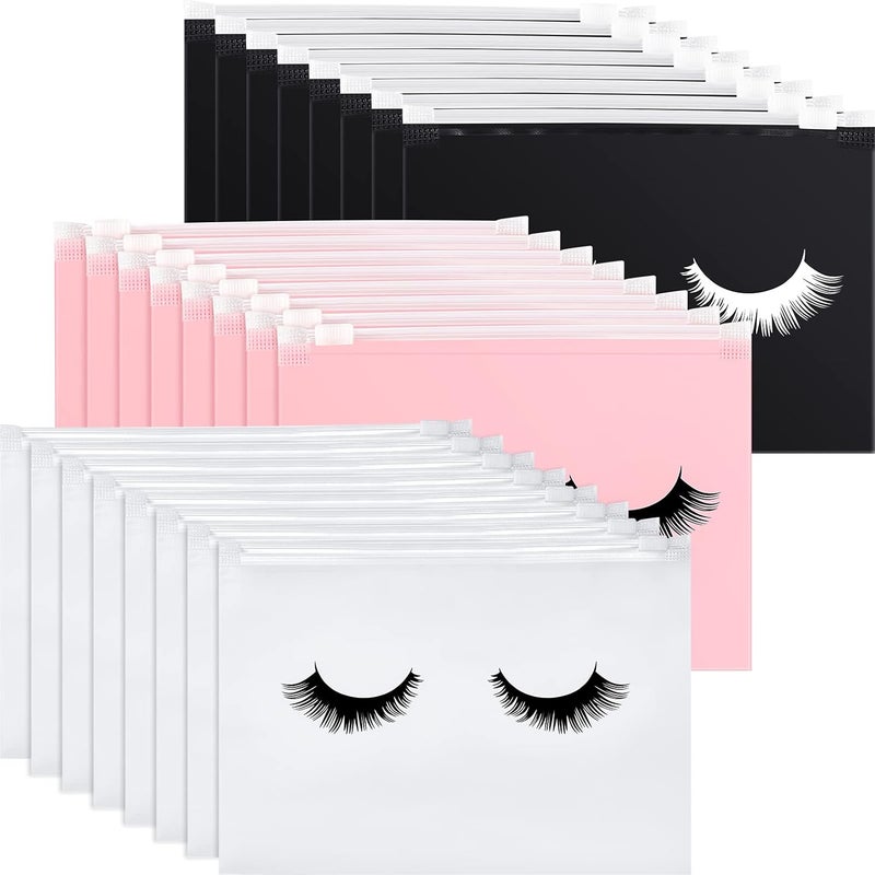 Marspark 60 Pieces Eyelash Aftercare Bags Cosmetic Makeup Small Zipper Cases Travel Bags Lash Aftercare Accessories for Women Girls, 6 x 4 Inch
