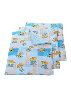 babyhug Babyhug Multi-Purpose Teddy Bear Print Baby Mat Set with Waterproof Sheet, Cotton, Soft Padded, Velcro Strips, 0 Months+, 62 x 48 cm Pack of 4 - Blue 