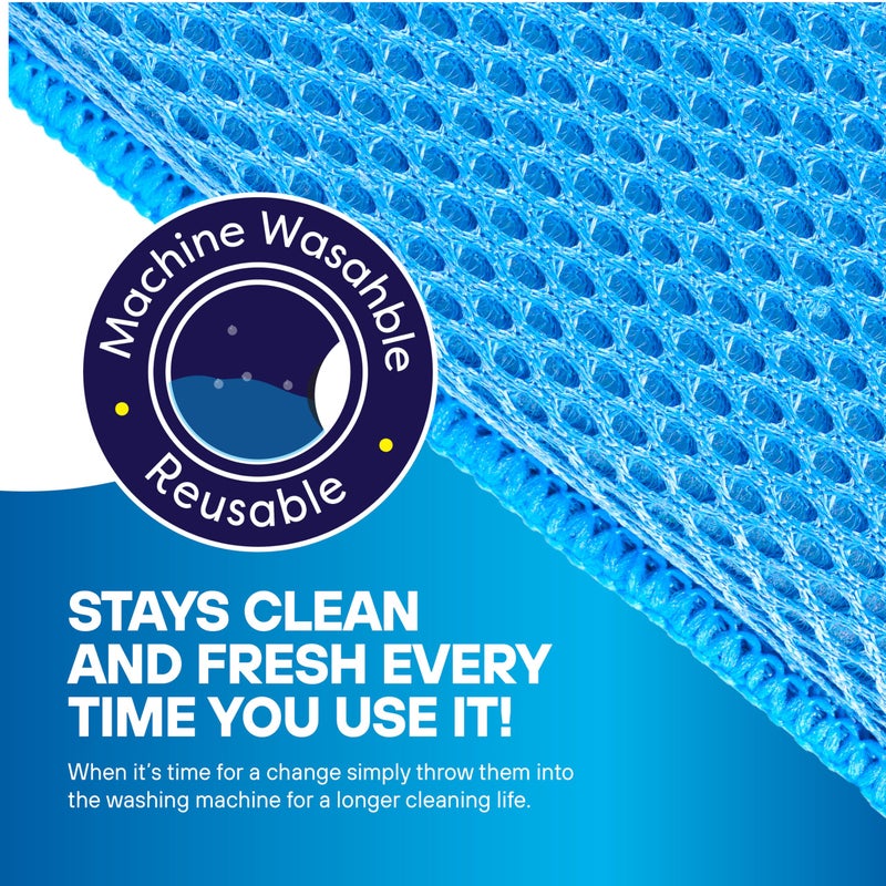 SCRUBIT Reusable Sponges for Dishes - 12 Pack Microfiber Sponges Kitchen Dish Scrubber, Machine Washable & Non-Scratch Scrubbers (Blue) - Image 3