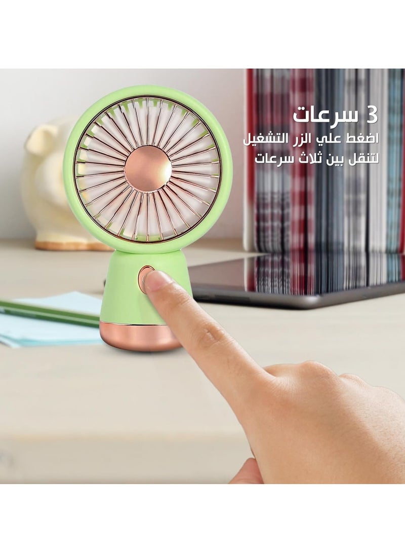 مروحة صغيرة محمولة قابلة للشحن، 3 سرعات، متعدده الالوان  - Image 4