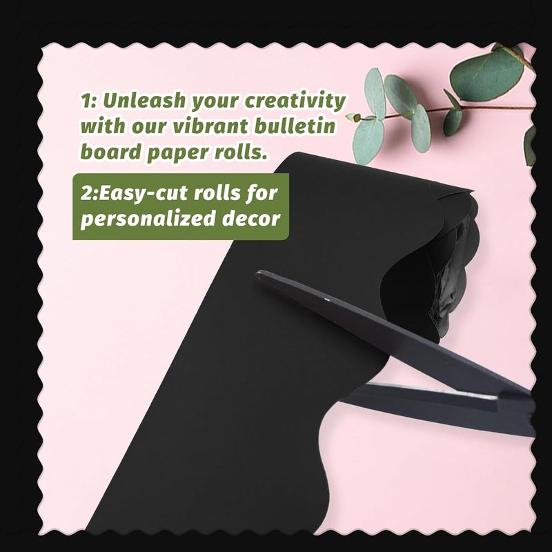 DASTTUIS 8 Rolls 262.4 Ft Bulletin Board Borders - Black Scalloped Borders Bulletin for Classroom, School & Office Decor - Black Bulletin Board Trim Paper - Image 3