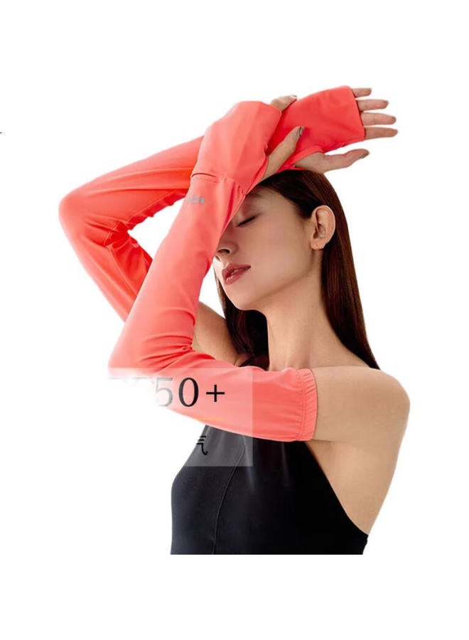 Hoii Ice Silk Sun Protection Arm Sleeves Uv Protection Breathable Lightweight Fashionable Driving Riding Unisex Summer Red M - Image 1